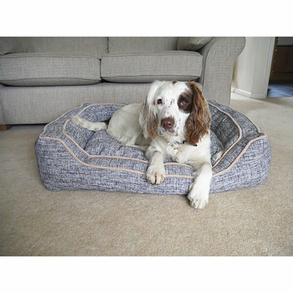 40 Winks Luxury Box Dog Bed - Slate and Oatmeal - Medium 68x62cm