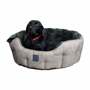 House of Paws Hessian & Plush Oval Dog Bed Grey - Large 76x71cm