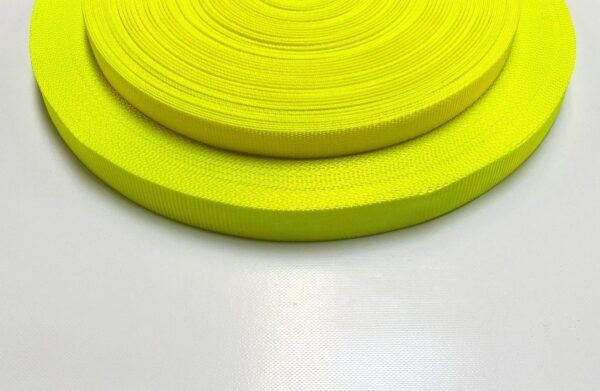 25mm 20mm Polyester Webbing Fluorescent Yellow For Bags Handles Straps Dog Leads Collars 1M - 50M 1St Class Post