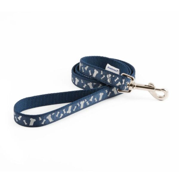 Ancol Dog Leads Fashion Indulgence Navy Reflective Bones 1m x 19mm