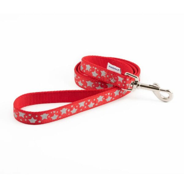 Ancol Dog Leads Fashion Indulgence Red Reflective Stars 1m x 19mm