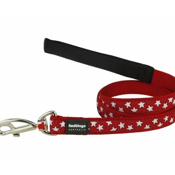 Red Dingo White Stars and Red Dog Lead - Large (2.5cm x 120cm)