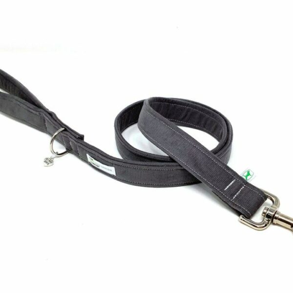 Charcoal Grey Corduroy Padded Handle Dog Lead