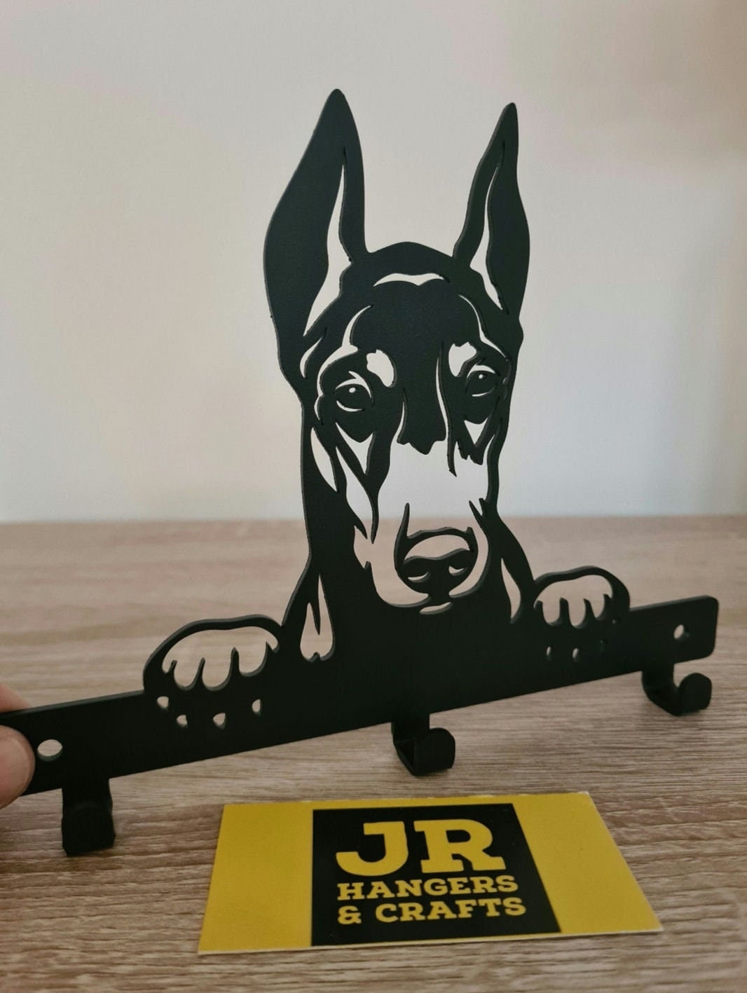 Dobermann Dog Lead/Leash, Key, Coat, Door, Towel, Hanger, Holder, Rack, Hook - Wall Mounted