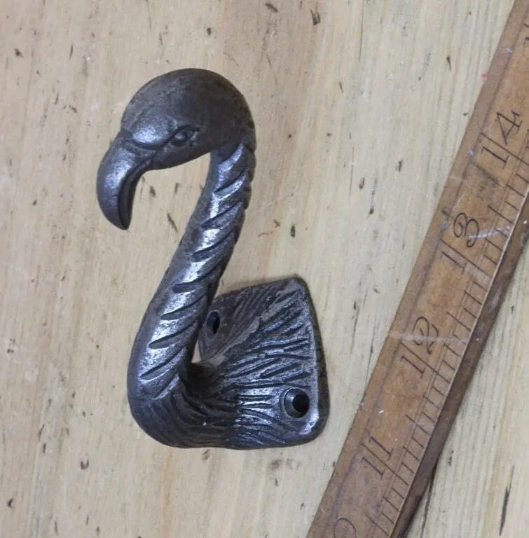 Flamingo Cast Iron Double Coat Hook Antique Style Rustic Industrial Hooks Pack Of 1 Or 5