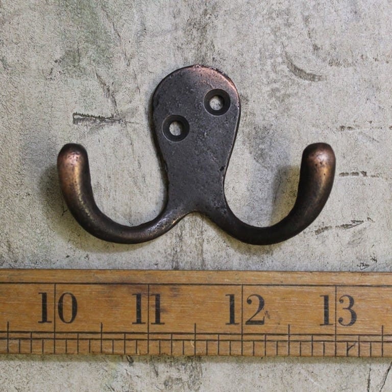 Petite Double Copper Cast Iron Robe Key Hook Antique Style Rustic Industrial Coat Hooks Pack Of 1 Or 5
