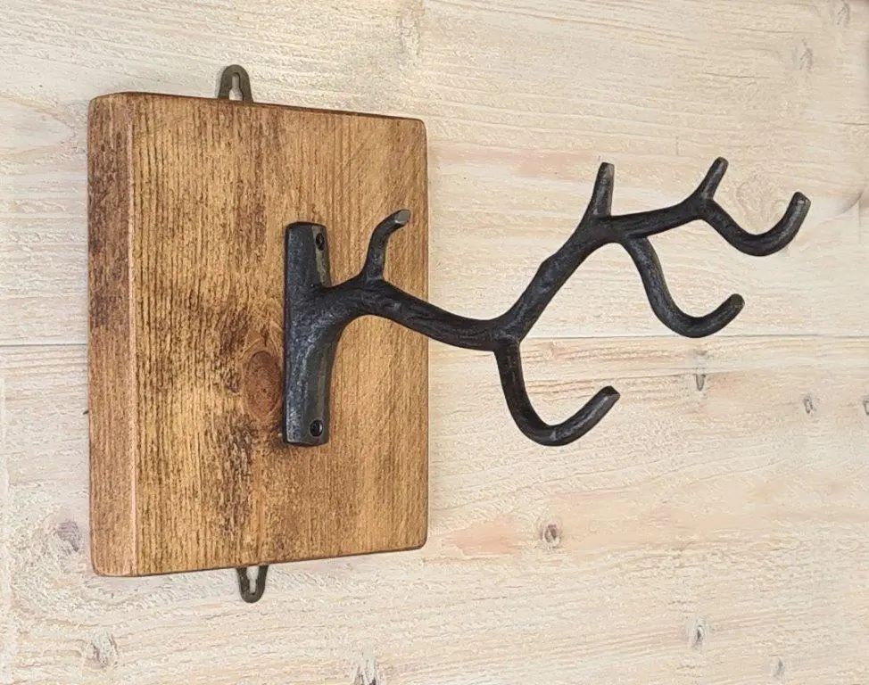Rustic Tree Branch Hooks Cast Iron Vintage Hooks Pegs Utility Coat Hook Key Dog Leash Hanging Necklace Stand Antique