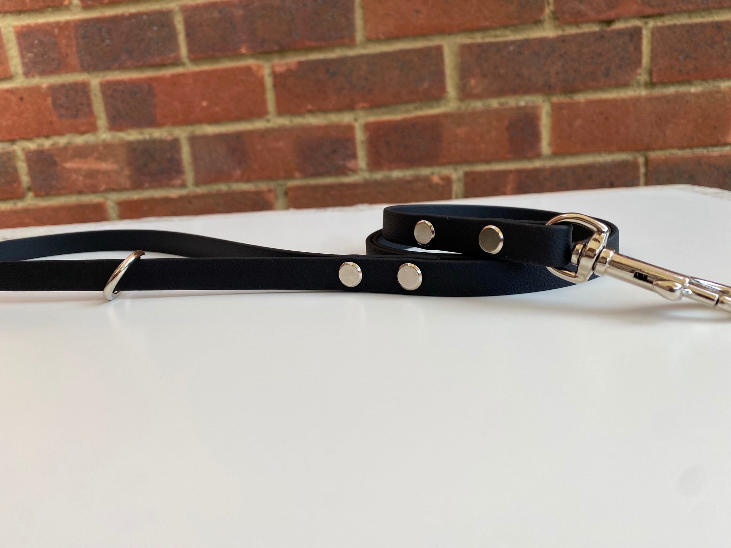 Thin Black Waterproof Dog Lead | Lightweight Leash Personalised