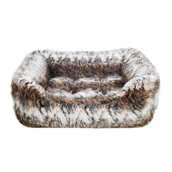40 Winks Brown Cosy Fur Print Square Bed for Dogs - Large