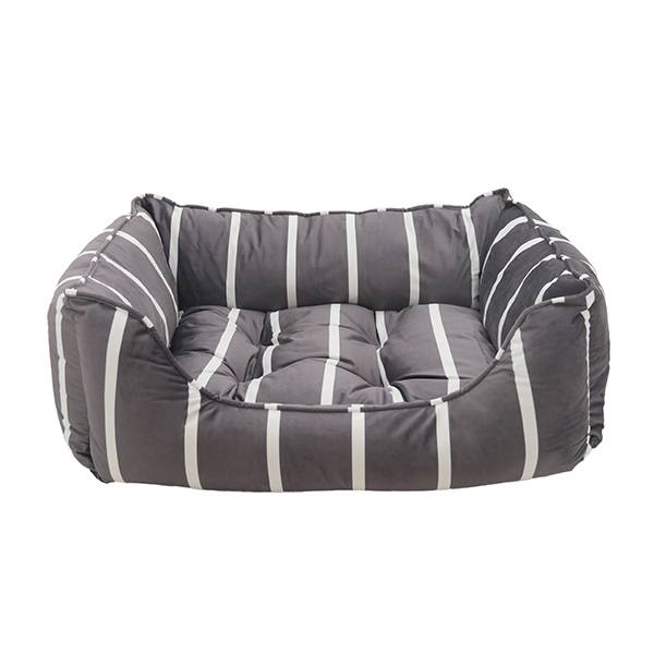 40 Winks Grey Velvet Stripes Square Bed for Dogs - Large