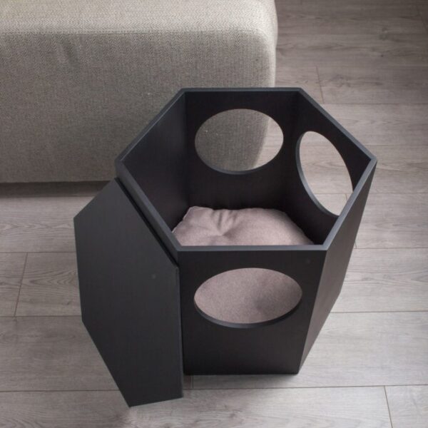 Cat House + Nightstand | 2 in 1 Bedside Table Cabinet Wooden Modern Cat Furniture Minimalist Design Small Dog House Bed Gift For Pet