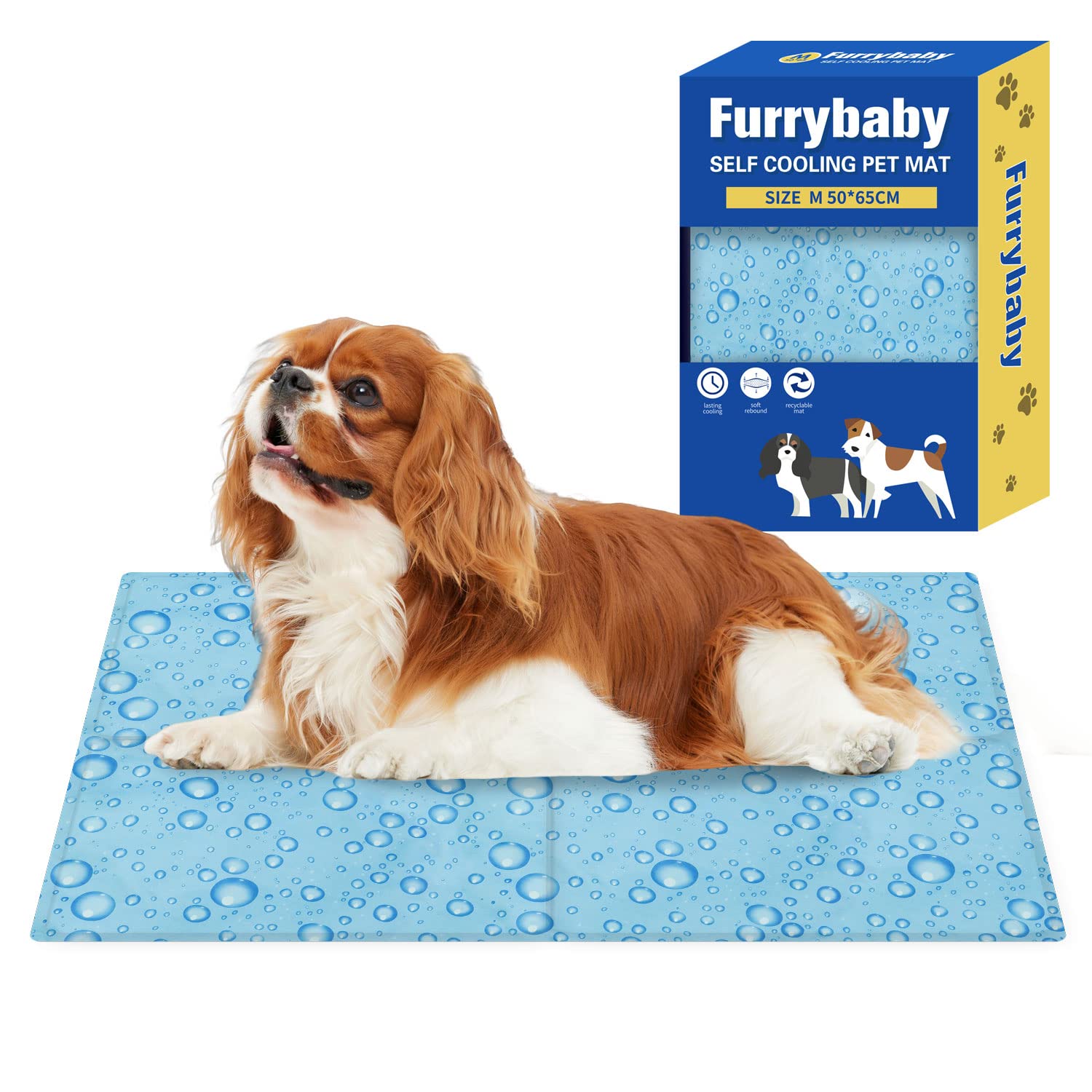 furrybaby Dog Cooling Mat, Pet Bed Dog Mat Self-Cooling Large 50x65cm)