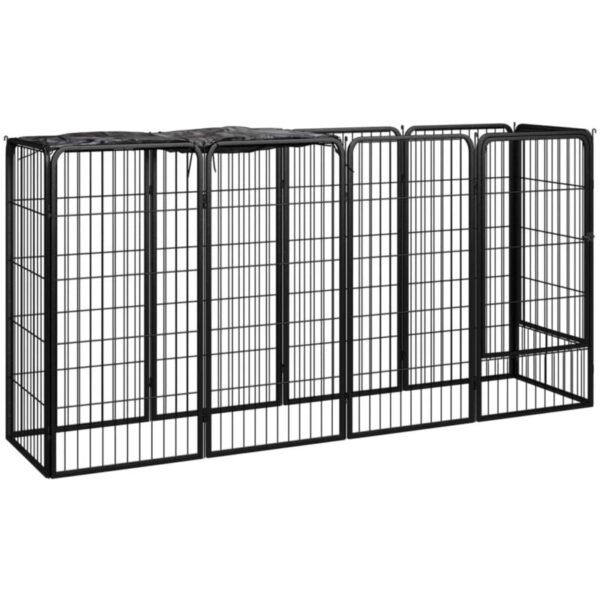 10-Panel Dog Playpen Black 50x100 cm Powder-coated Steel Vidaxl