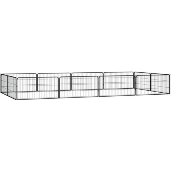 12-Panel Dog Playpen Black 100x50 cm Powder-coated Steel Vidaxl