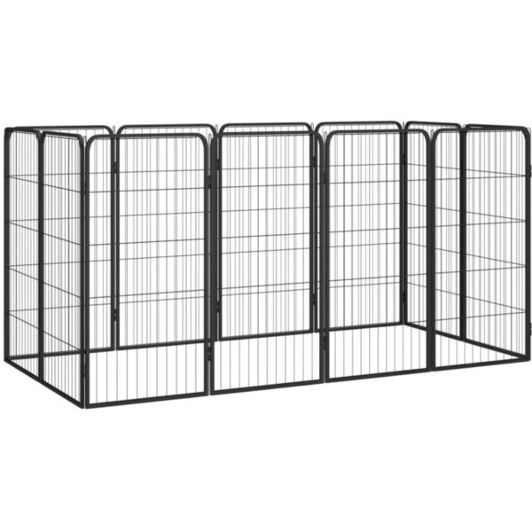 12-Panel Dog Playpen Black 50x100 cm Powder-coated Steel Vidaxl