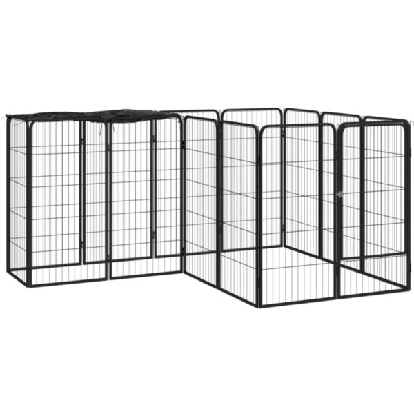 14-Panel Dog Playpen Black 50x100 cm Powder-coated Steel VSVS626383