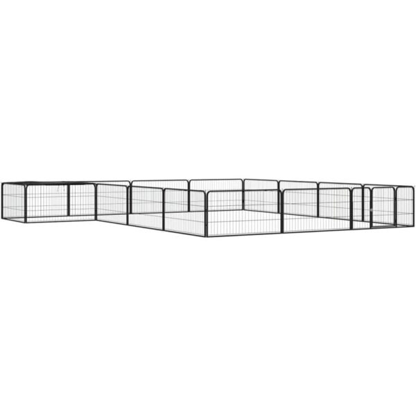 16-Panel Dog Playpen Black 100x50 cm Powder-coated Steel Vidaxl