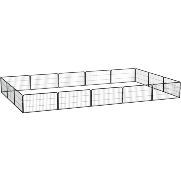 16-Panel Dog Playpen Black 100x50 cm Powder-coated Steel Vidaxl