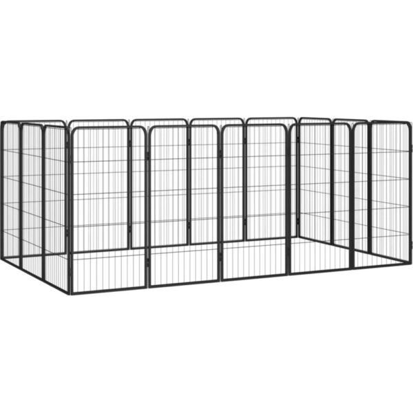 16-Panel Dog Playpen Black 50x100 cm Powder-coated Steel VSVS603889