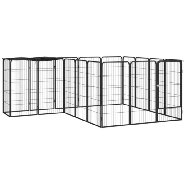 18-Panel Dog Playpen Black 50x100 cm Powder-coated Steel Vidaxl