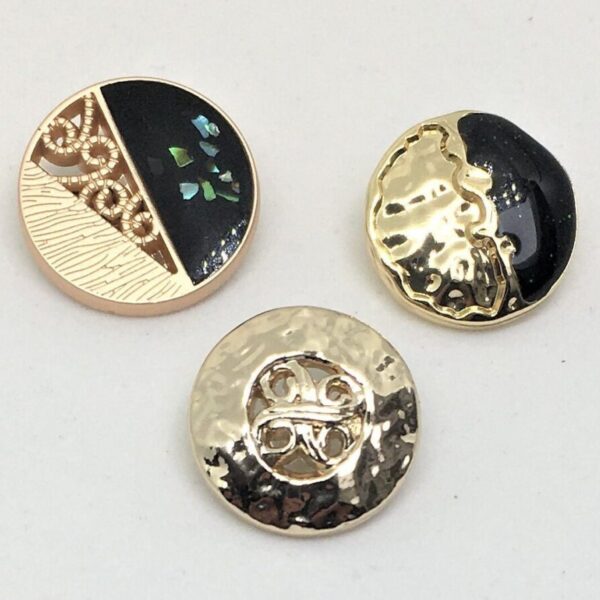 18/20mm Metal Shank Buttons, Pretty Iridescent & Hammered Metal Shank Buttons. Rose Gold/Gold. Coat/Jacket
