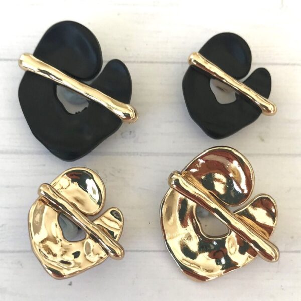 19mm/24mm Contemporary Style Metal Shank Buttons, Stylish Black/Gold Metal Shank Buttons. Black Or Gold Coat/Jacket