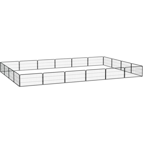 20-Panel Dog Playpen Black 100x50 cm Powder-coated Steel Vidaxl