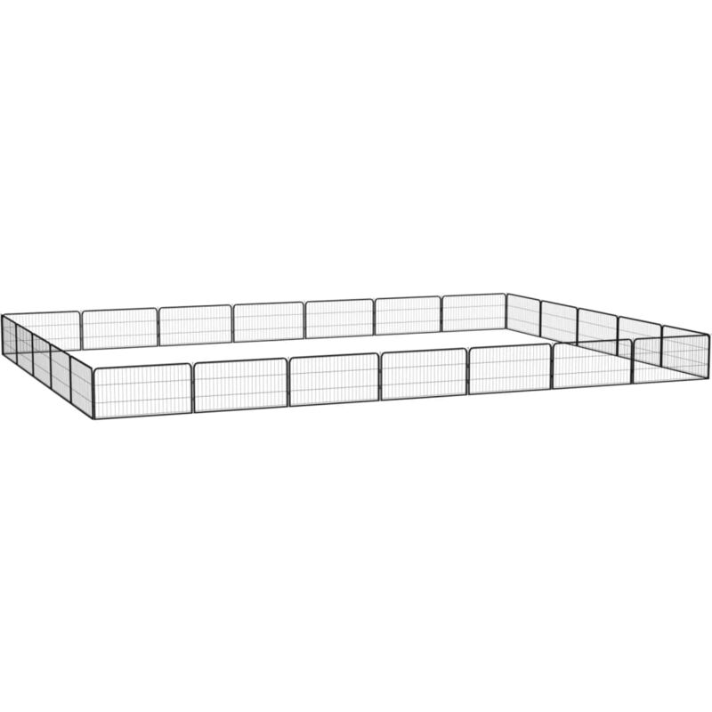 24-Panel Dog Playpen Black 100x50 cm Powder-coated Steel VSVS7363433