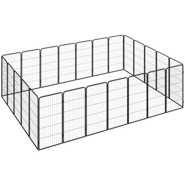 24-Panel Dog Playpen Black 50x100 cm Powder-coated Steel VSVS6796464
