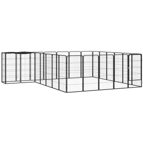 26-Panel Dog Playpen Black 50x100 cm Powder-coated Steel Vidaxl