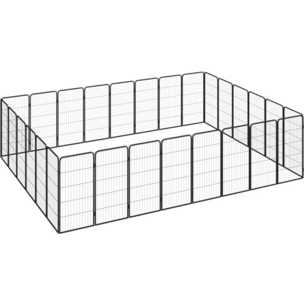 28-Panel Dog Playpen Black 50x100 cm Powder-coated Steel Vidaxl