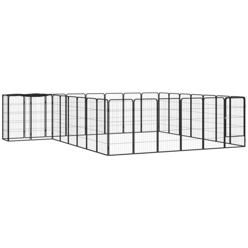 30-Panel Dog Playpen Black 50x100 cm Powder-coated Steel Vidaxl