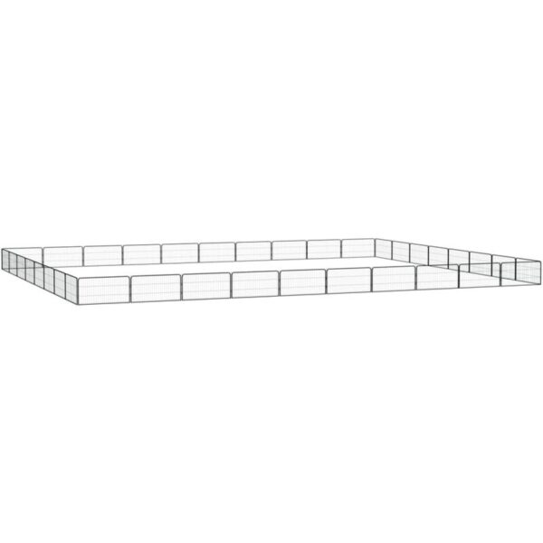 36-Panel Dog Playpen Black 100x50 cm Powder-coated Steel Vidaxl