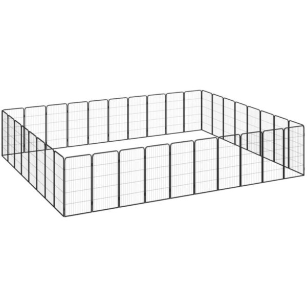36-Panel Dog Playpen Black 50x100 cm Powder-coated Steel Vidaxl
