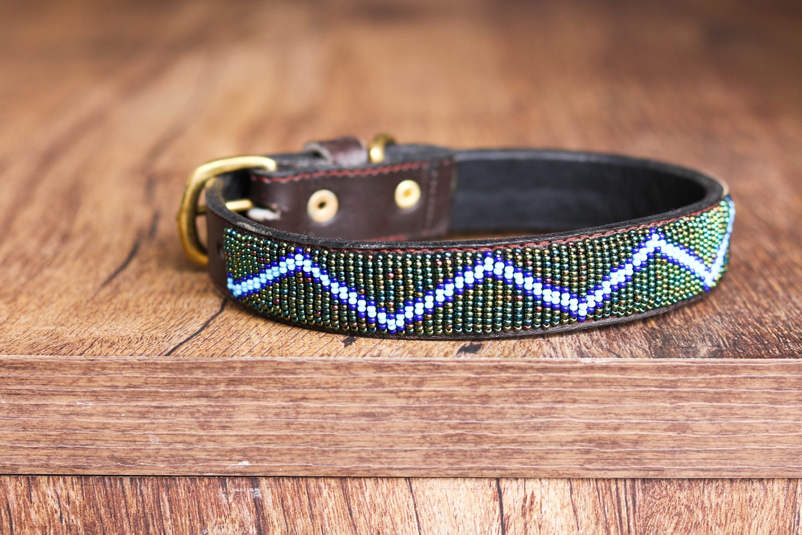African Beaded Collar, Handmade Dog Collar , Maasai Collar, Leather Pet Gift, Christmas Gift, Leash, Lead