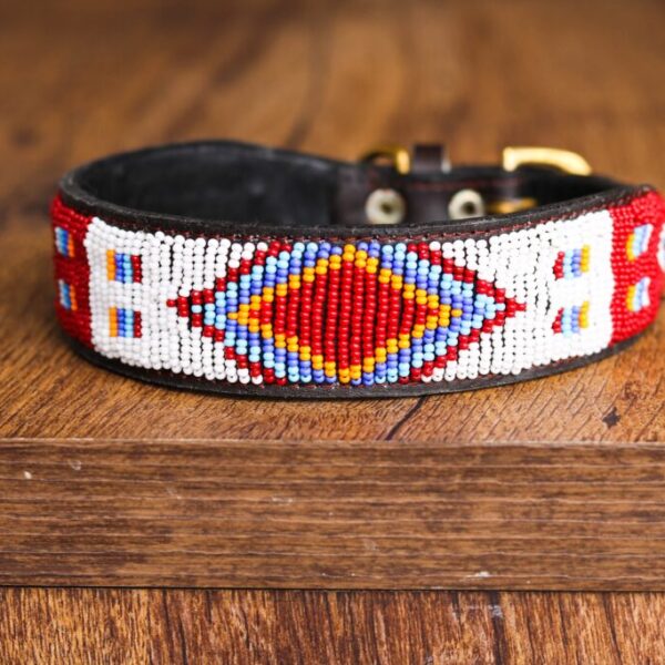 African Beaded Collar, Handmade Dog Collar , Maasai Collar, Leather Pet Gift, Christmas Gift, Leash, Lead