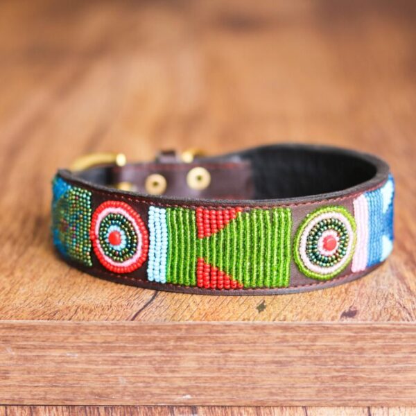African Beaded Collar, Handmade Dog Collar , Maasai Collar, Leather Pet Gift, Christmas Gift, Leash, Lead