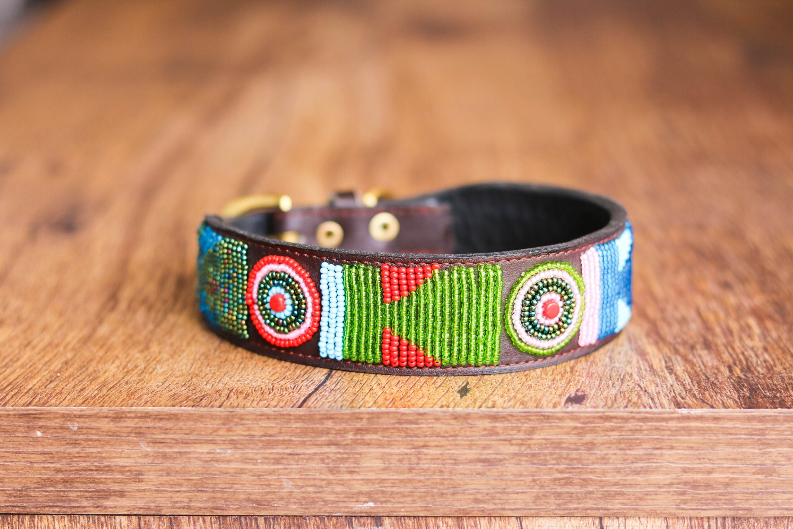 African Beaded Collar, Handmade Dog Collar , Maasai Collar, Leather Pet Gift, Christmas Gift, Leash, Lead