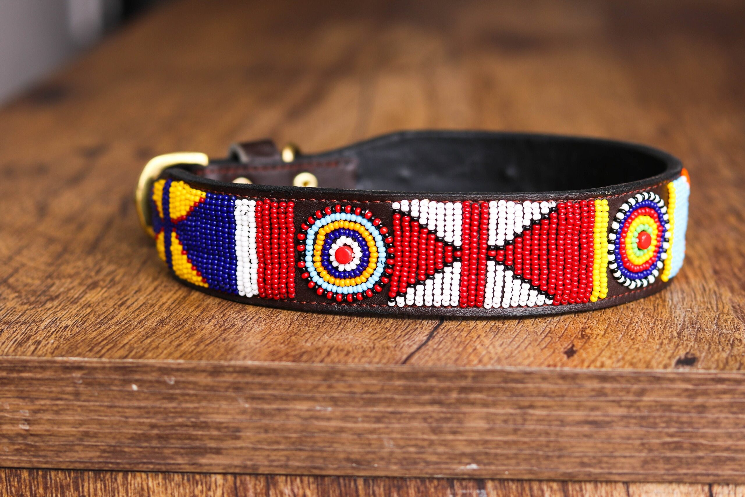 African Beaded Collar, Handmade Dog Collar , Maasai Collar, Leather Pet Gift, Christmas Gift, Leash, Lead