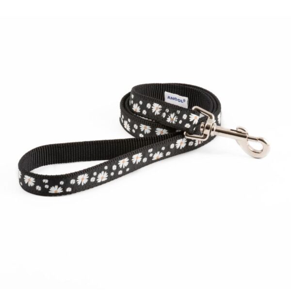 Ancol Dog Leads Fashion Indulgence Black Daisy 1m x 19mm
