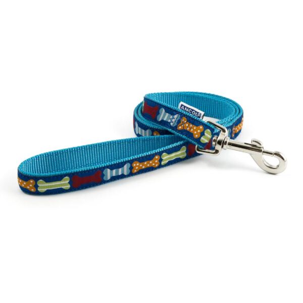 Ancol Dog Leads Fashion Indulgence Blue Bones 1m x 19mm