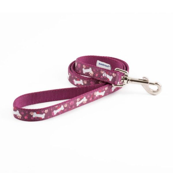 Ancol Dog Leads Fashion Indulgence Purple Bone 1m x 19mm