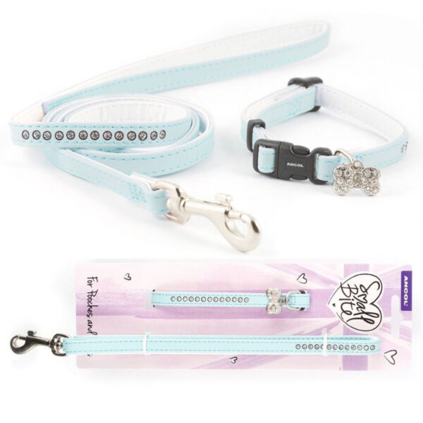 Ancol Puppy Small Bite Dog Collar & Lead Set Deluxe Jewel Blue