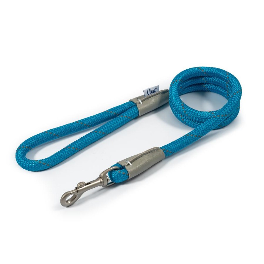 Ancol Viva Dog Rope Lead Snap Hook Reflective Blue 2 Sizes - 107 x 1cm