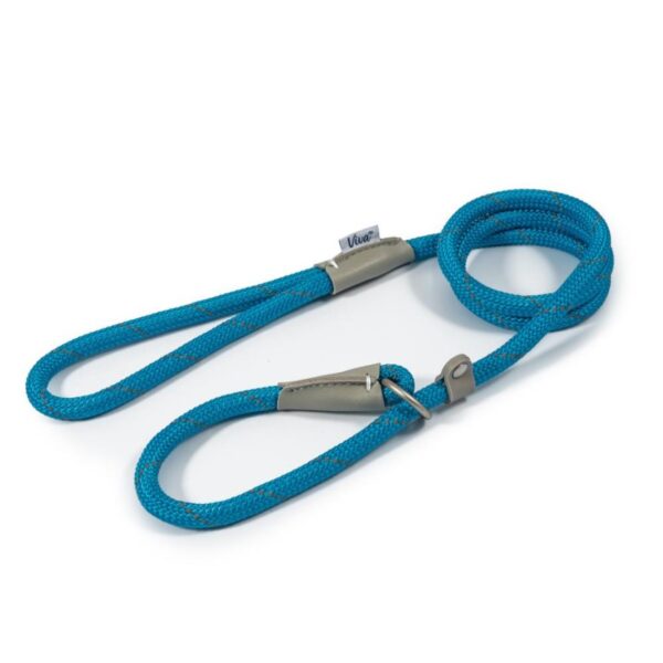 Ancol Viva Dog Rope Slip Lead Reflective Weave Blue 4 Sizes - 150 x 1.2cm