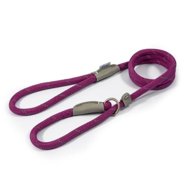 Ancol Viva Dog Rope Slip Lead Reflective Weave Purple 4 Sizes - 150 x 1.2cm