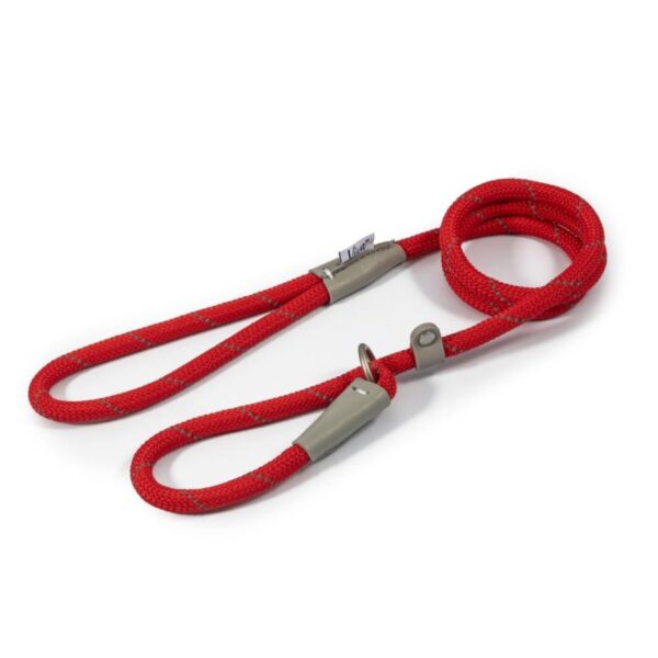 Ancol Viva Dog Rope Slip Lead Reflective Weave Red 4 Sizes - 150 x 1.2cm
