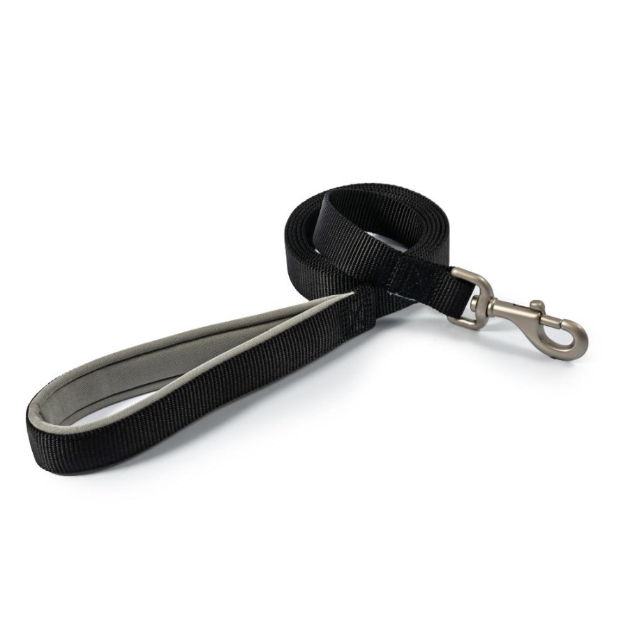 Ancol Viva Nylon Dog Lead with Neoprene Padded Handle Black 4 Sizes - 100 x 2.5cm