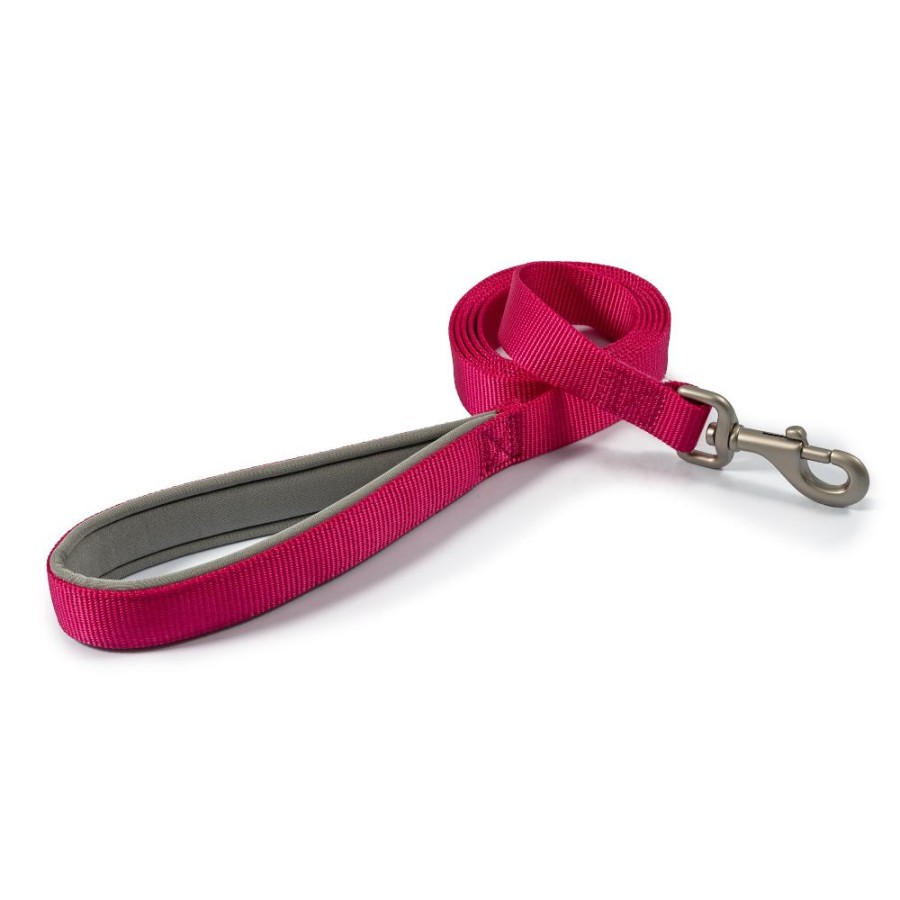 Ancol Viva Nylon Dog Lead with Neoprene Padded Handle Pink 4 Sizes - 100 x 2.5cm