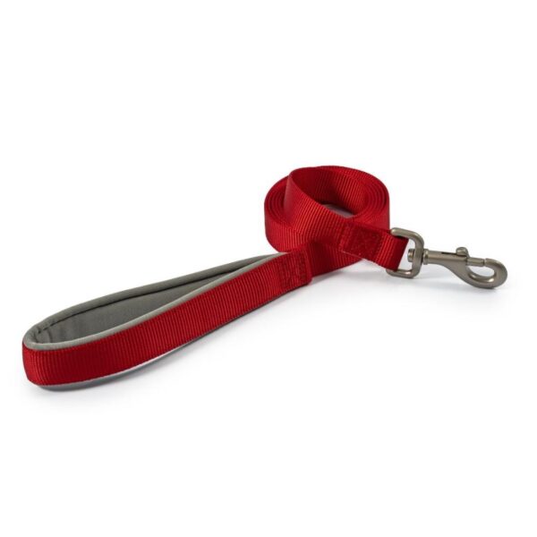 Ancol Viva Nylon Dog Lead with Neoprene Padded Handle Red 4 Sizes - 100 x 2.5cm